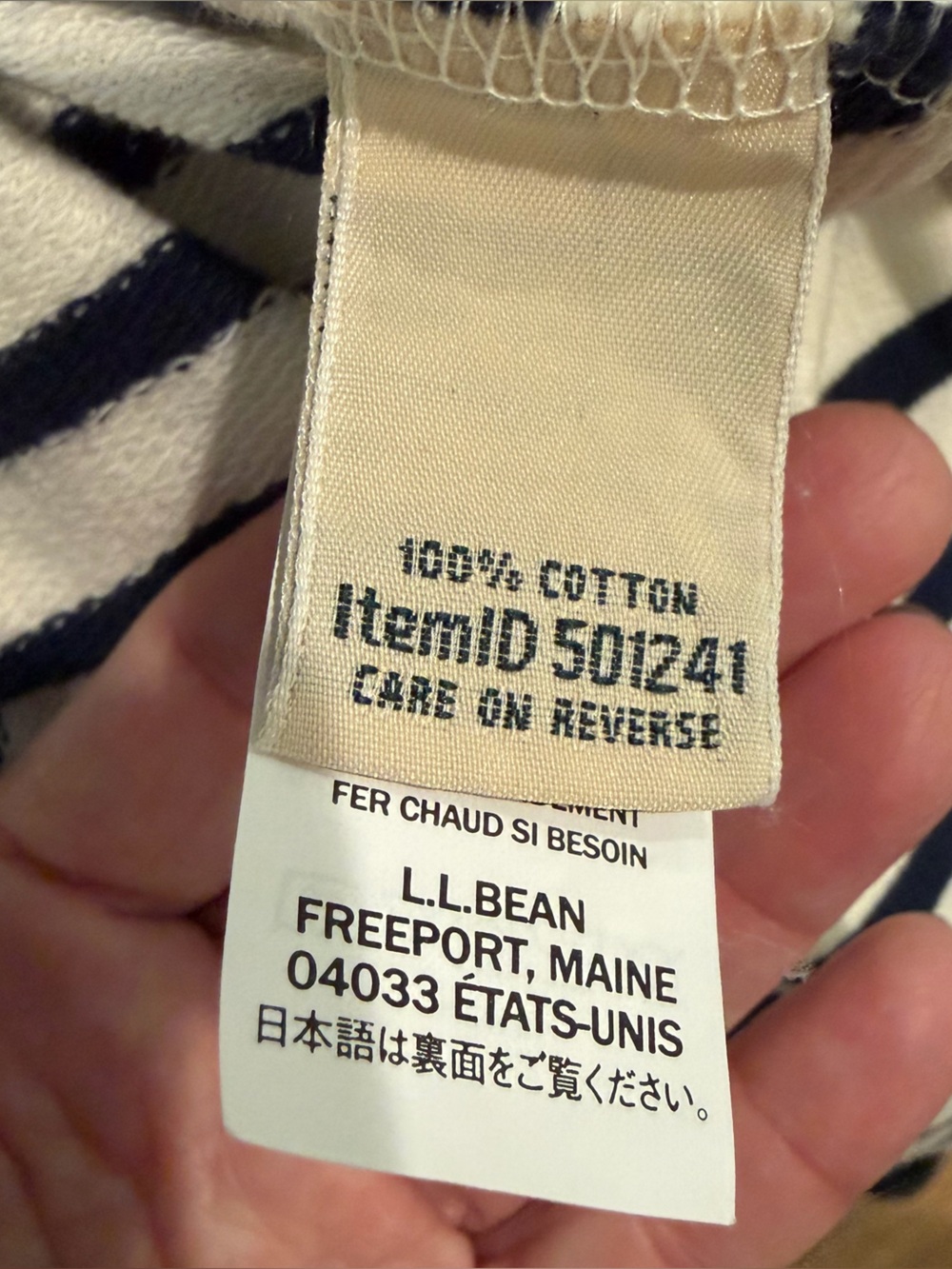 L.L. Bean Pullover Women's L Cream Cotton Striped Snap Neck Rugby Style Outdoor - Picture 7 of 11
